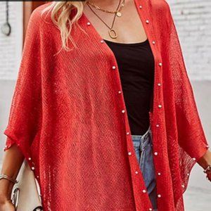 NEW Gorgeous Womens HOT RED Casual Jacket Decorative Pearls & Tassels So Comfy